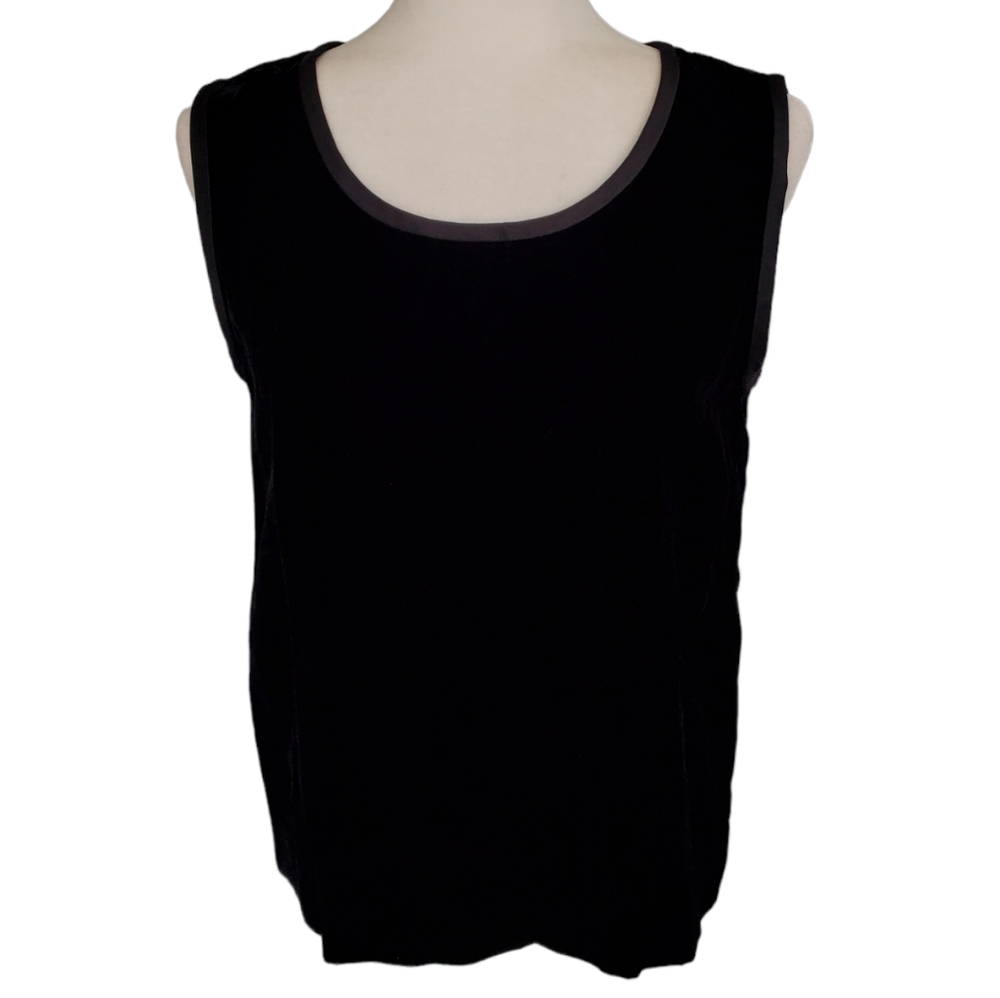 Vintage 70's Yves Saint Laurent Black Velvet Sleeveless Top - large - EU 42